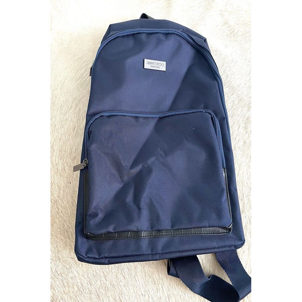 Jimmy Choo navy‎ blue canvas backpack With Front Pocket And Large Inside Storage